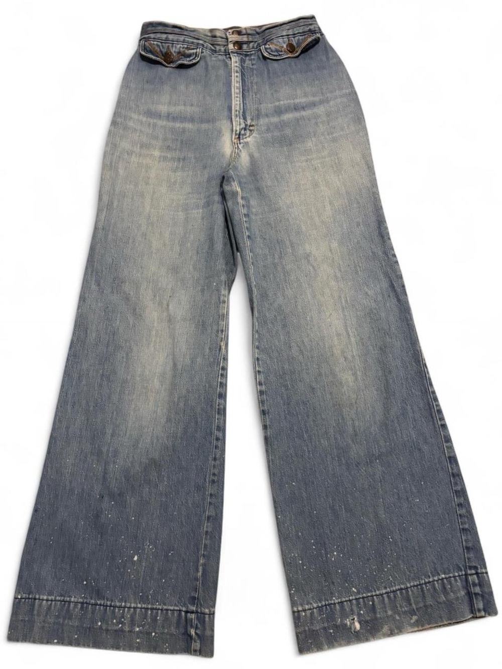 Vintage 70s Wide-Leg Bellbottoms, Distressed, Retro